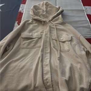 American Eagle Outfitters Cream Ribbed Jacket